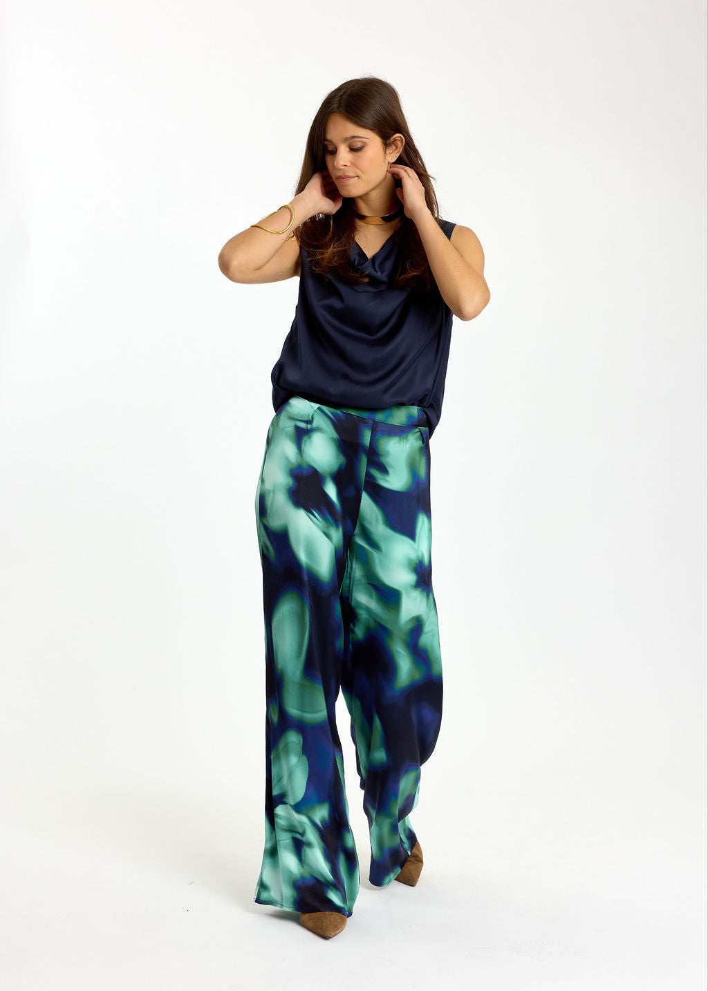 TOP AVEC COL DRAPÉ KANA MARINE