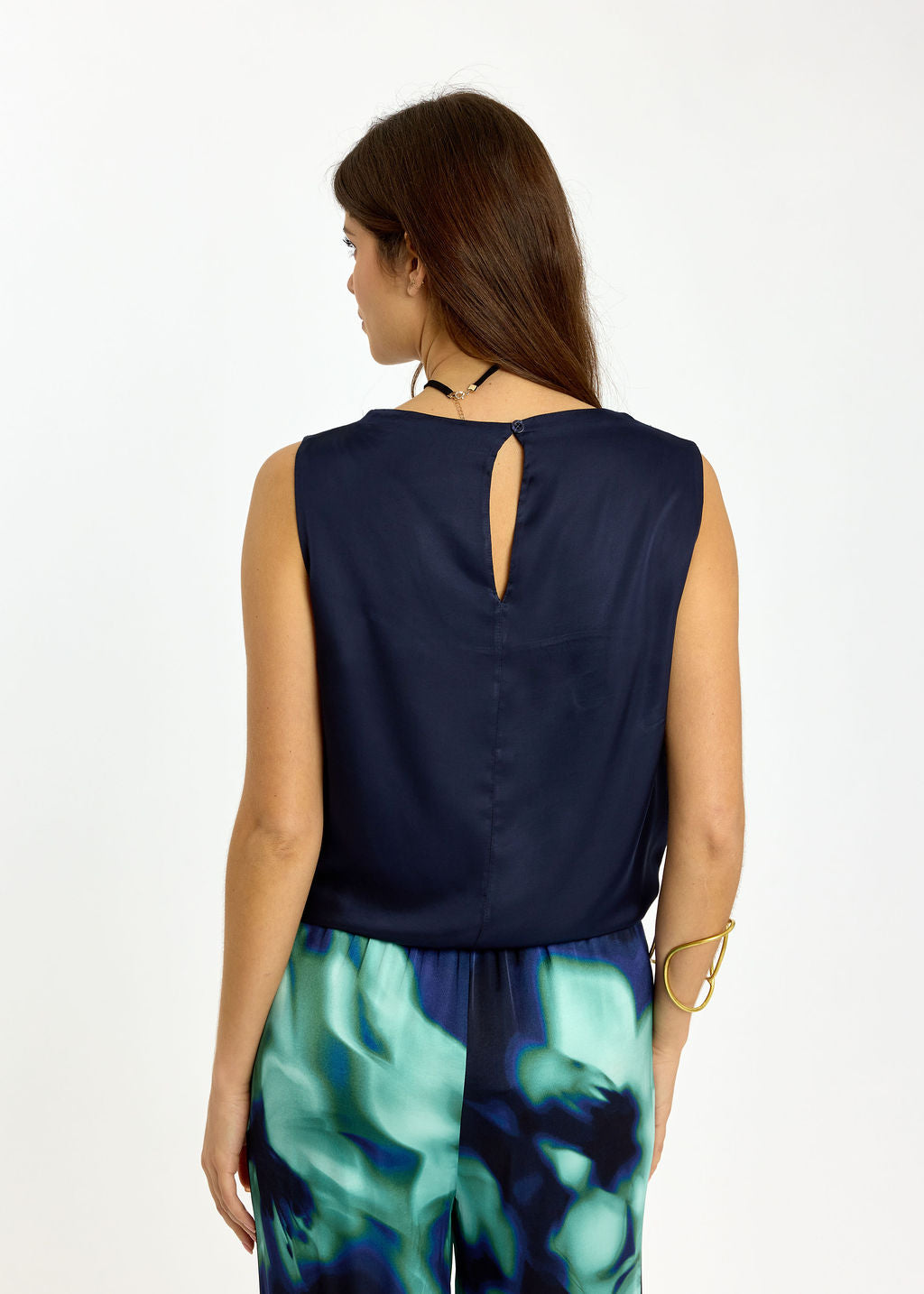 TOP AVEC COL DRAPÉ KANA MARINE