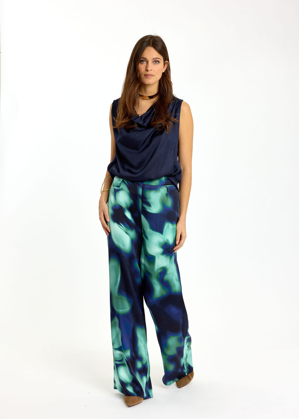 TOP AVEC COL DRAPÉ KANA MARINE