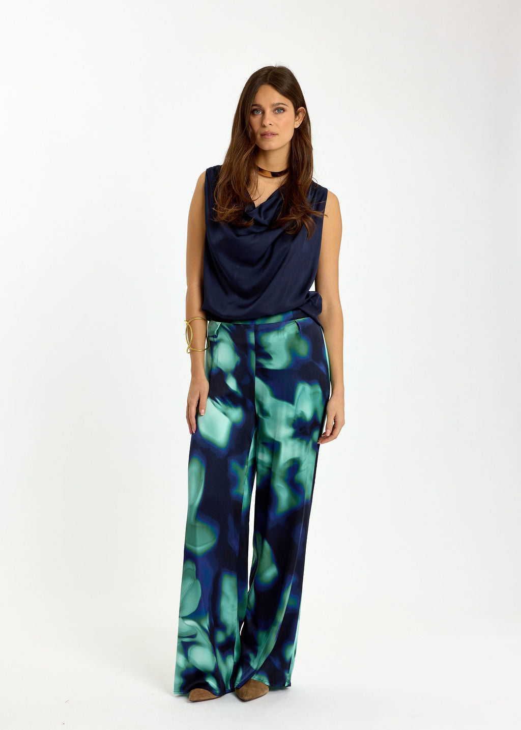 TOP AVEC COL DRAPÉ KANA MARINE