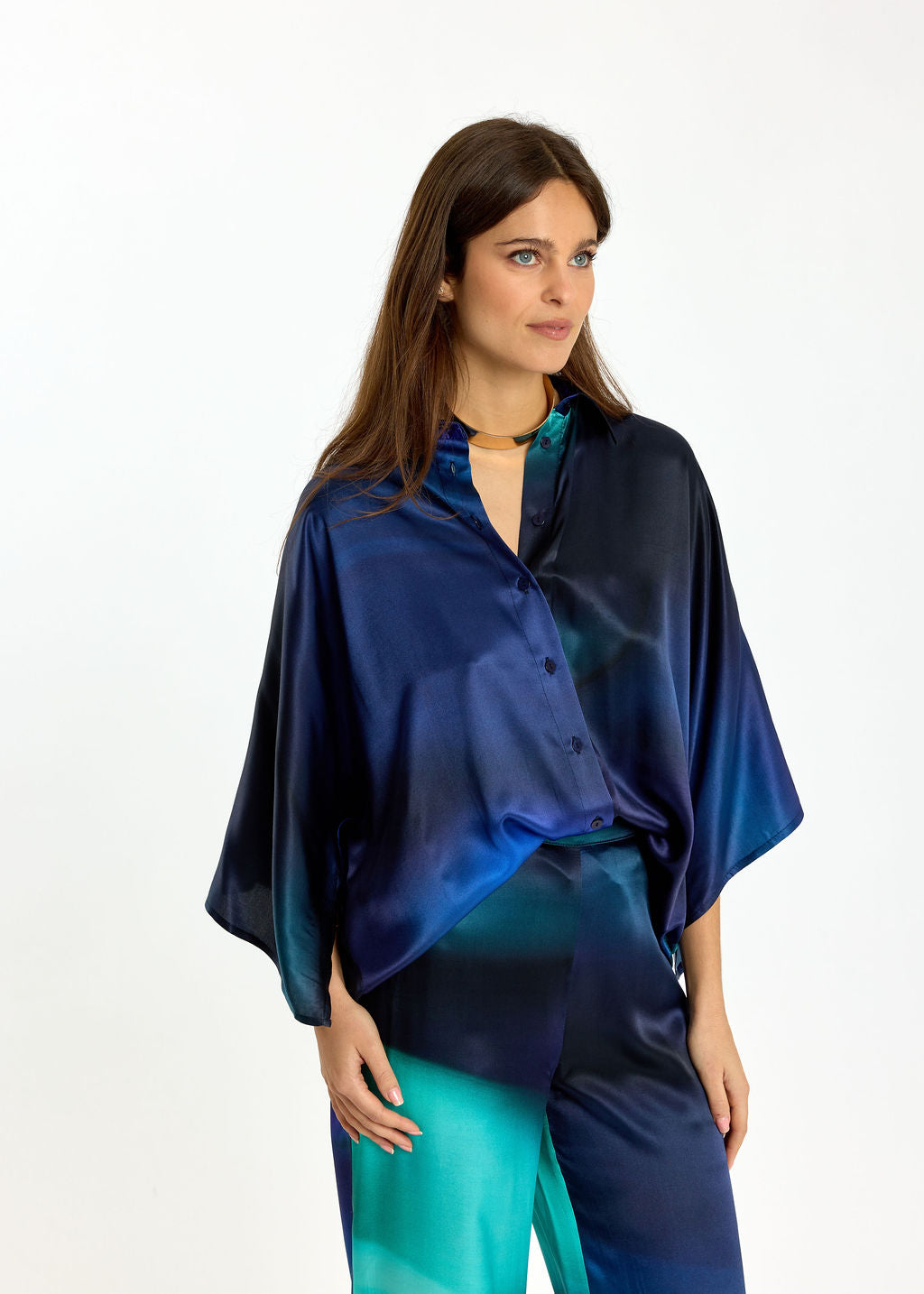 CHEMISE IMPRIMÉE EN VISCOSE SOIE RAFFI BLUE