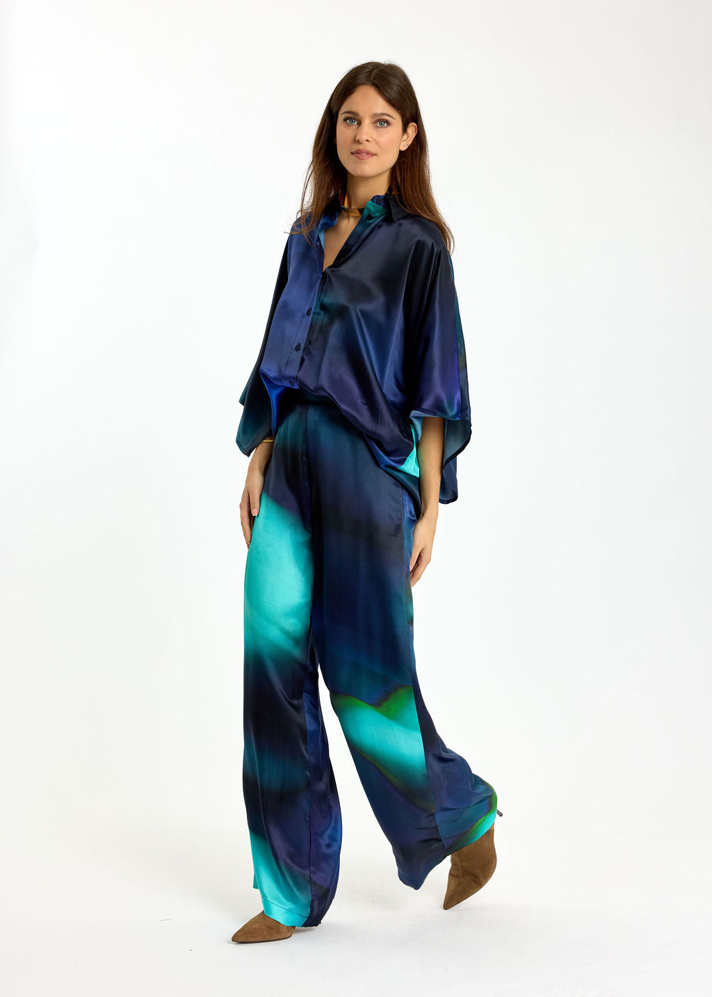 CHEMISE IMPRIMÉE EN VISCOSE SOIE RAFFI BLUE