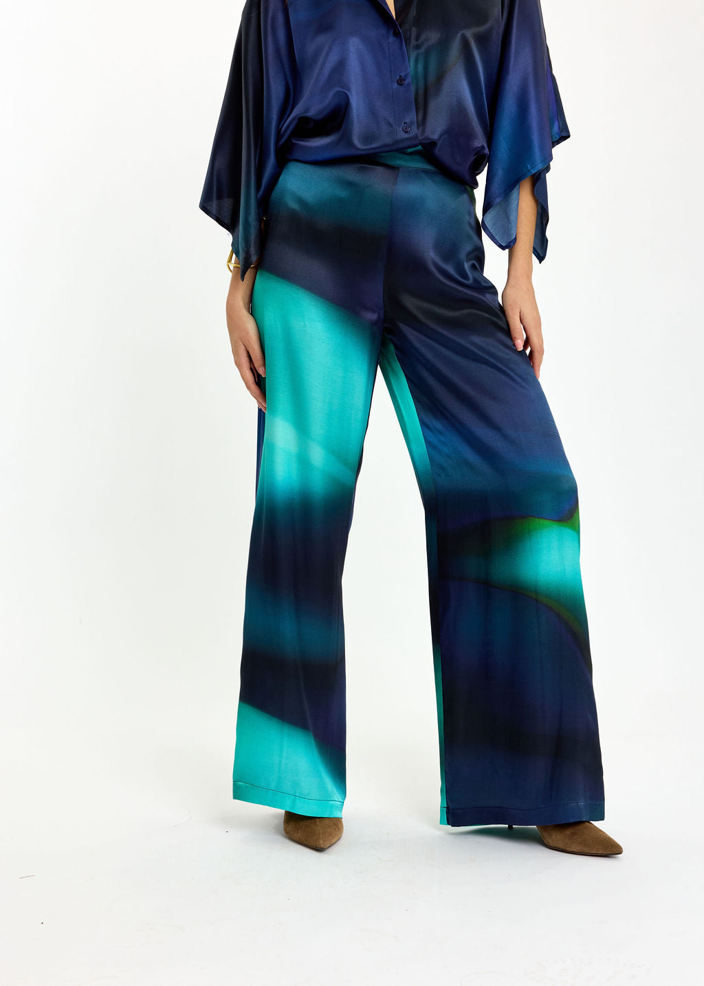 PANTALON IMPRIMÉ EN VISCOSE RIZZI/FI BLUE