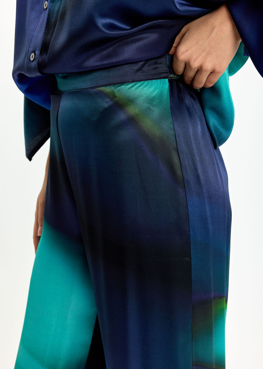 PANTALON IMPRIMÉ EN VISCOSE RIZZI/FI BLUE