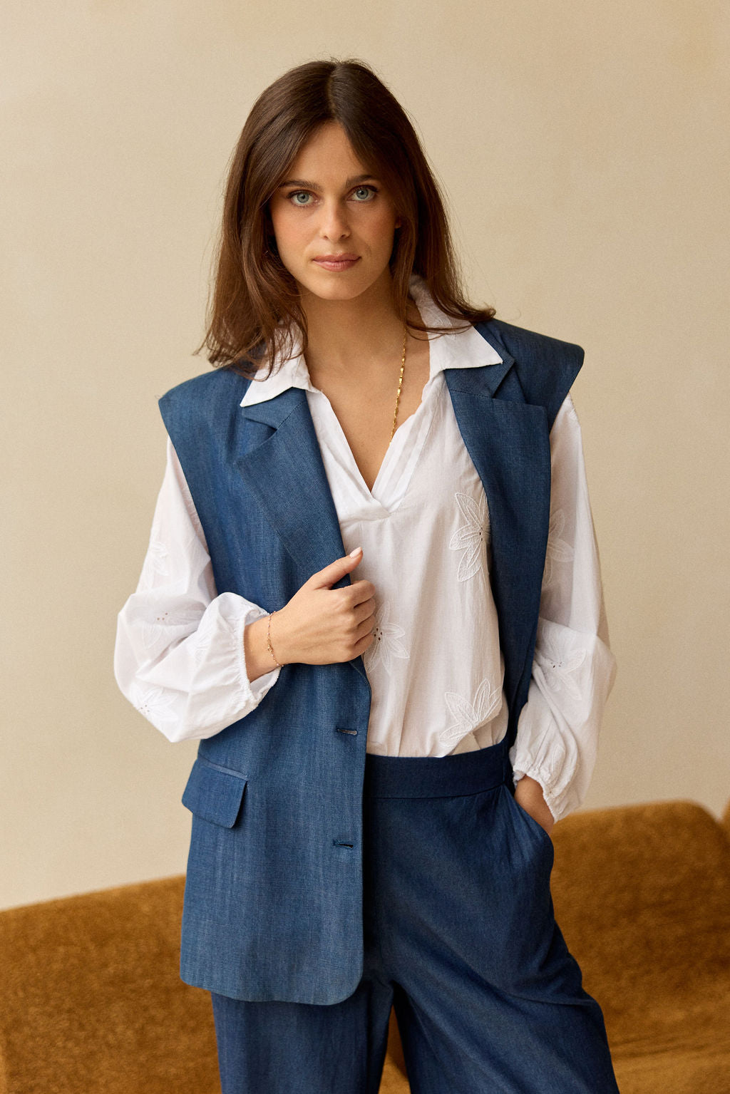 VESTE SANS MANCHES ROMI DENIM