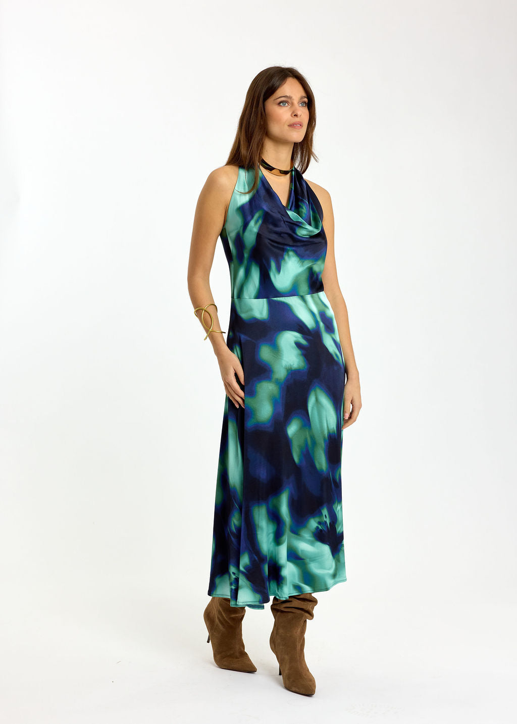 ROBE FITTÉE IMPRIMÉE SOLEA BLUE