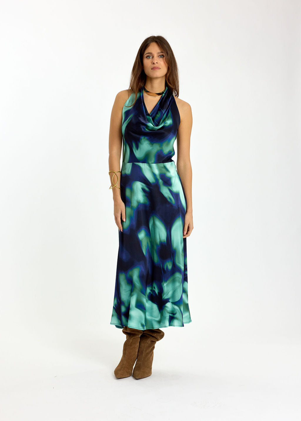 ROBE FITTÉE IMPRIMÉE SOLEA BLUE