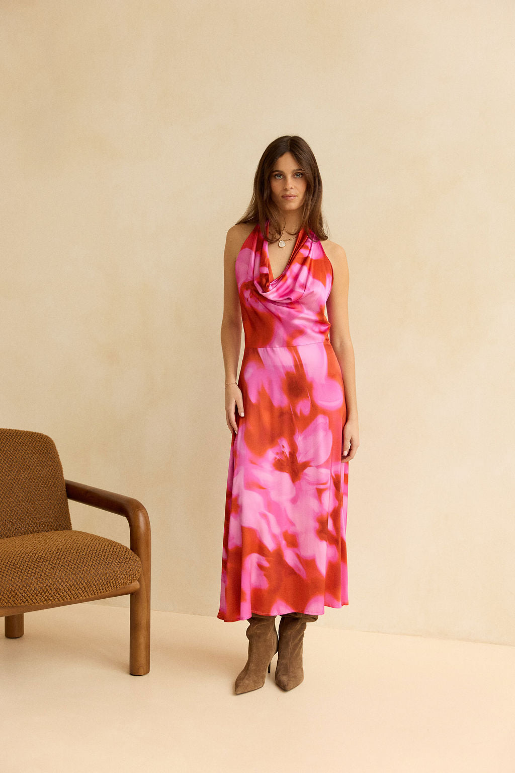 ROBE FITTÉE IMPRIMÉE SOLEA ROSA