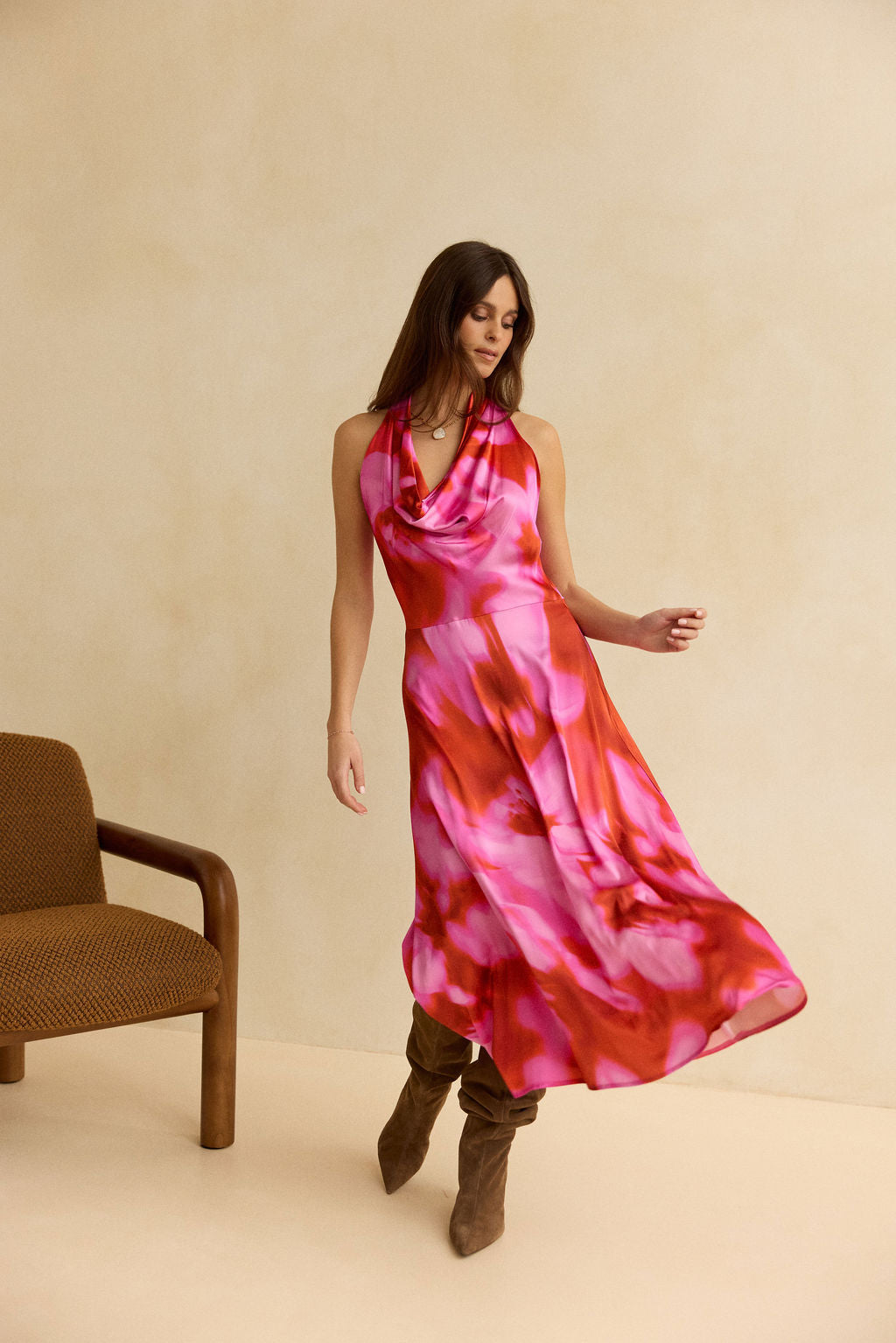 ROBE FITTÉE IMPRIMÉE SOLEA ROSA