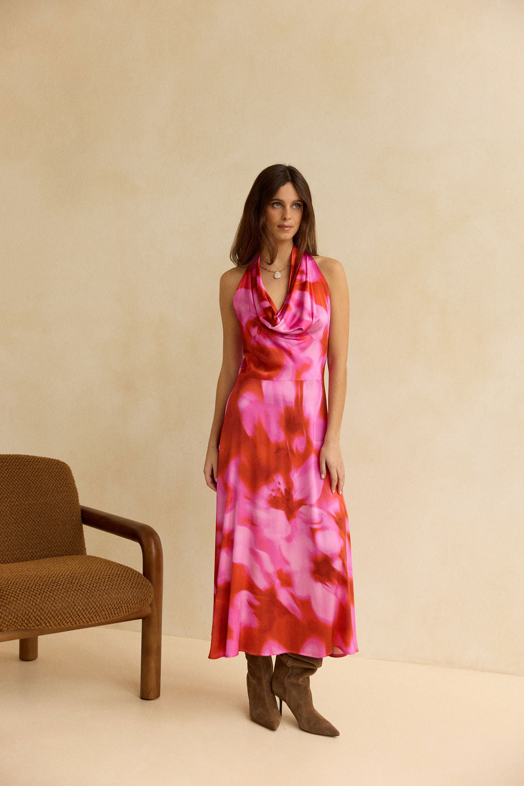 ROBE FITTÉE IMPRIMÉE SOLEA ROSA