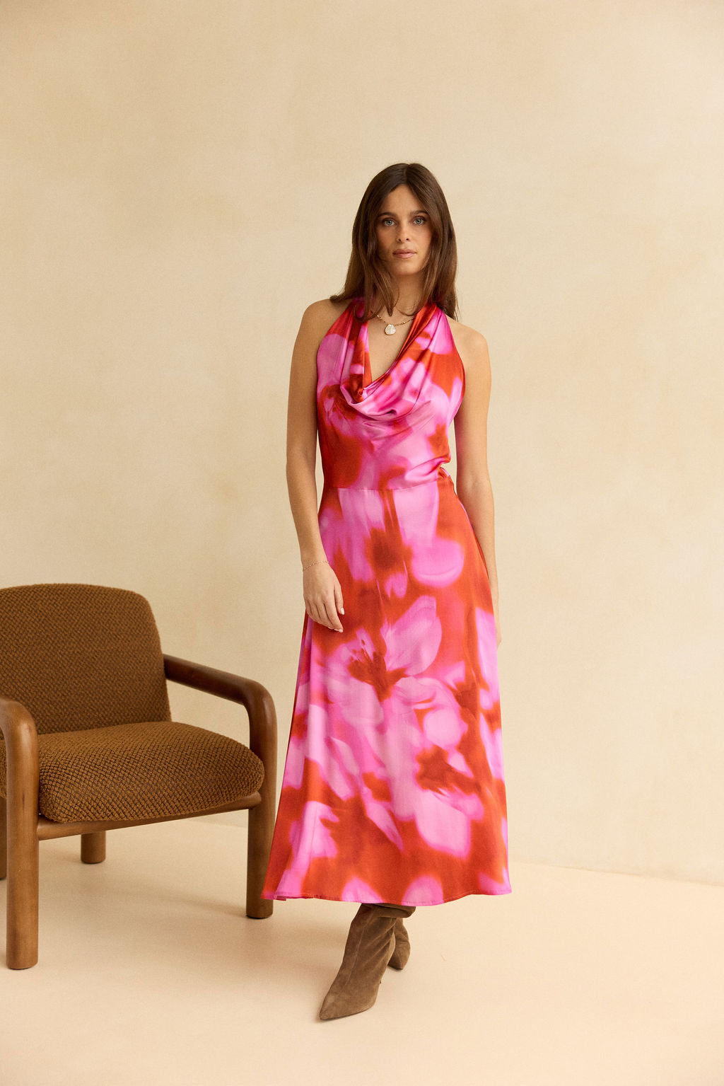ROBE FITTÉE IMPRIMÉE SOLEA ROSA