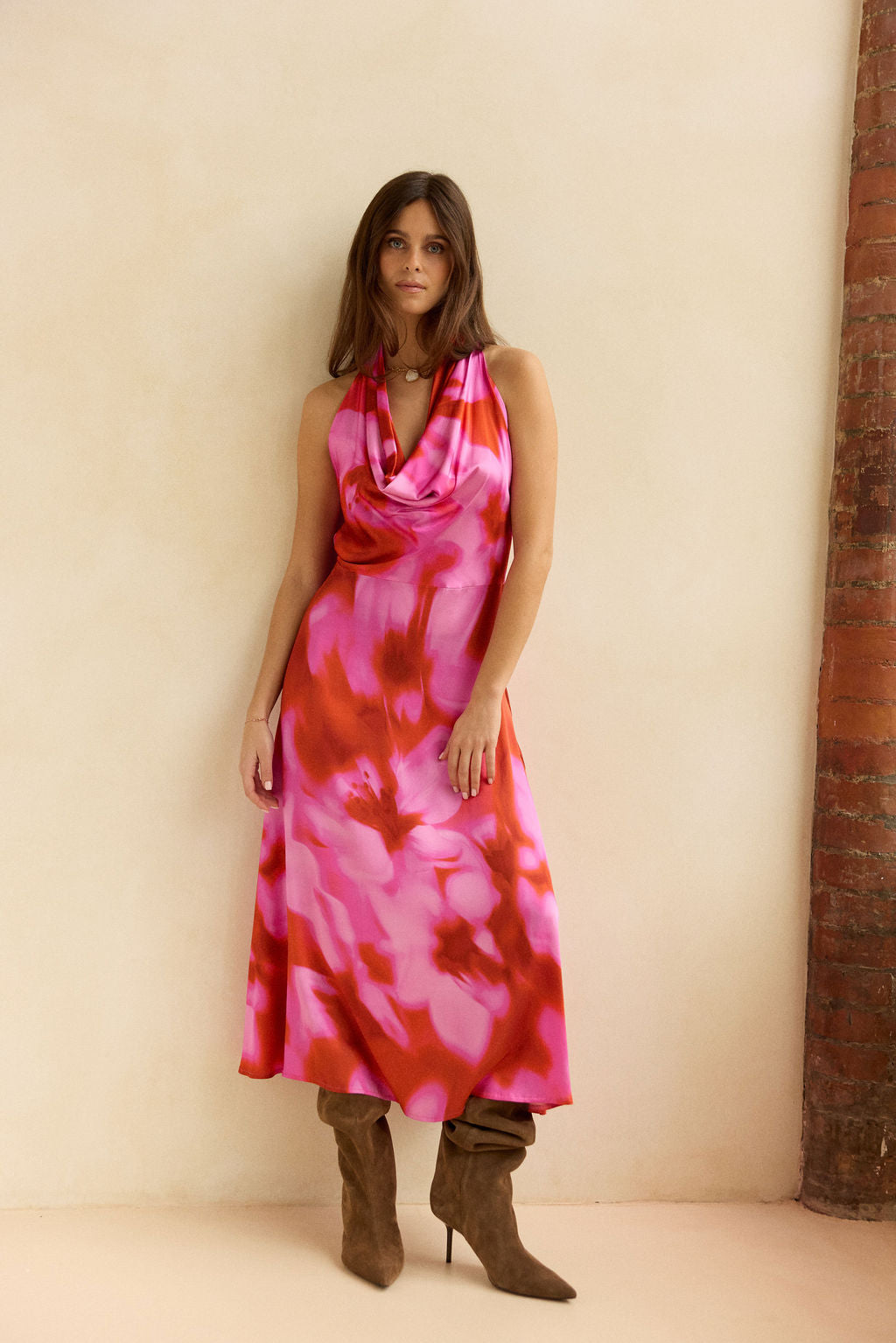 ROBE FITTÉE IMPRIMÉE SOLEA ROSA