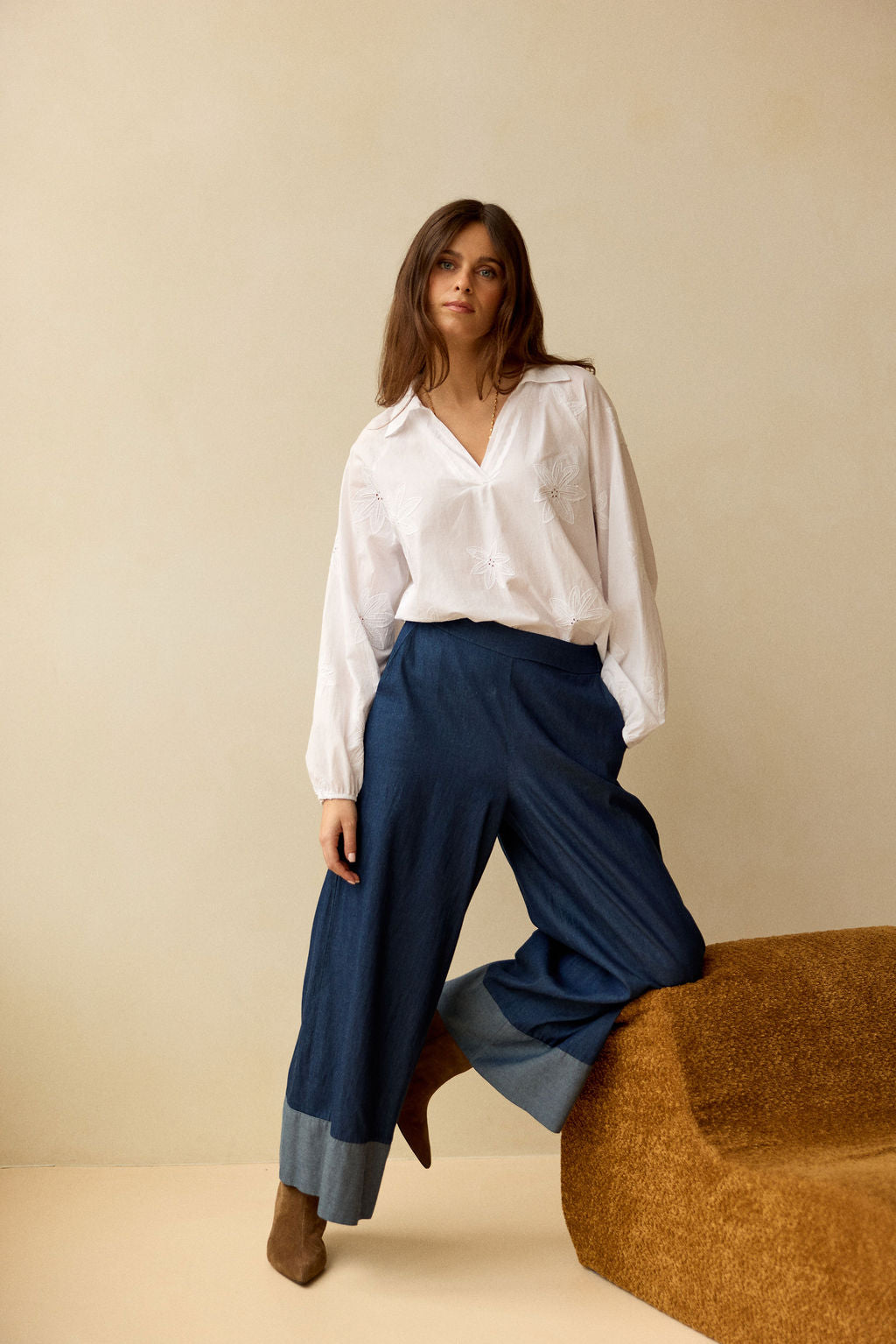 CHEMISE EN COTON BRODÉE GALITH BLANC