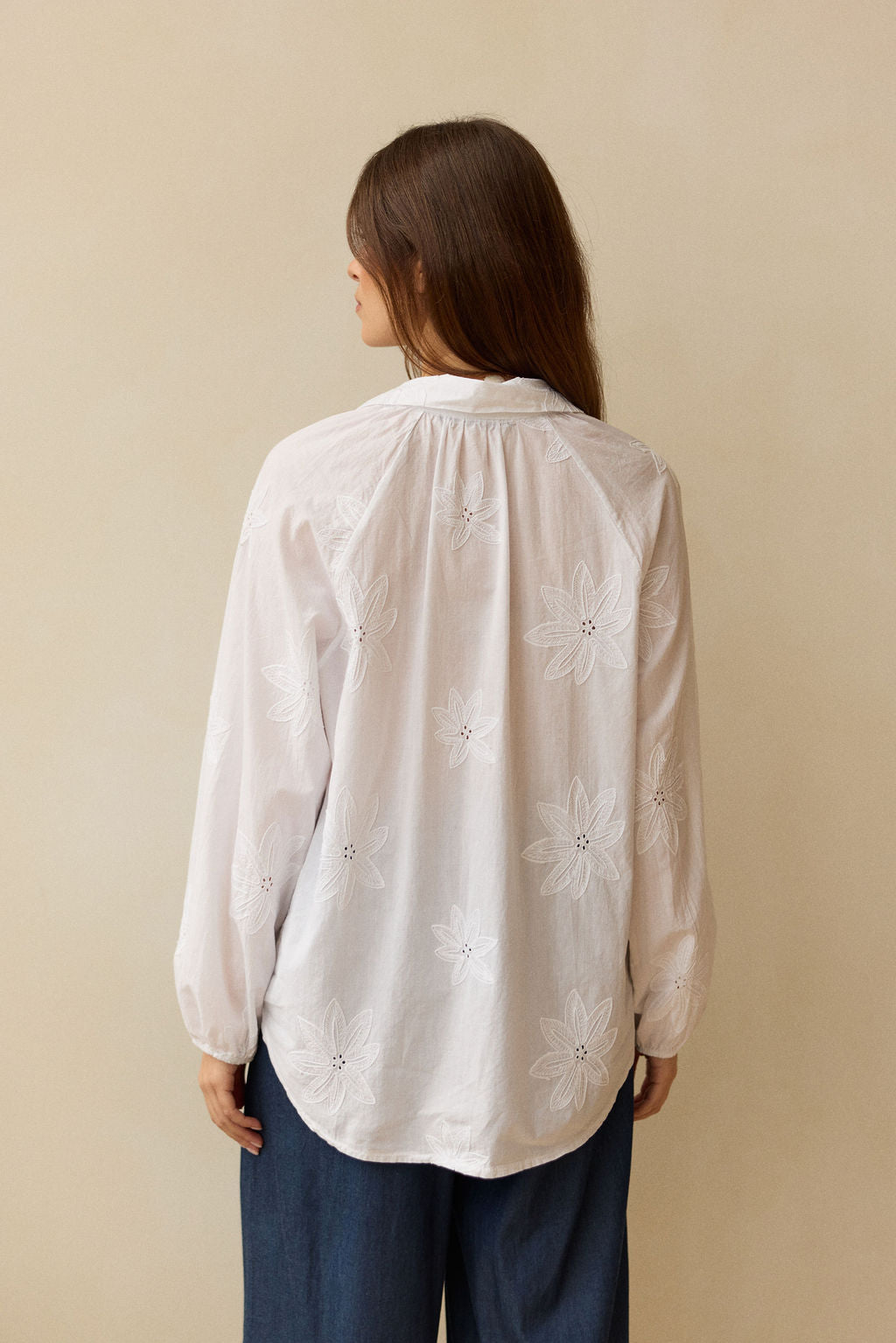 CHEMISE EN COTON BRODÉE GALITH BLANC