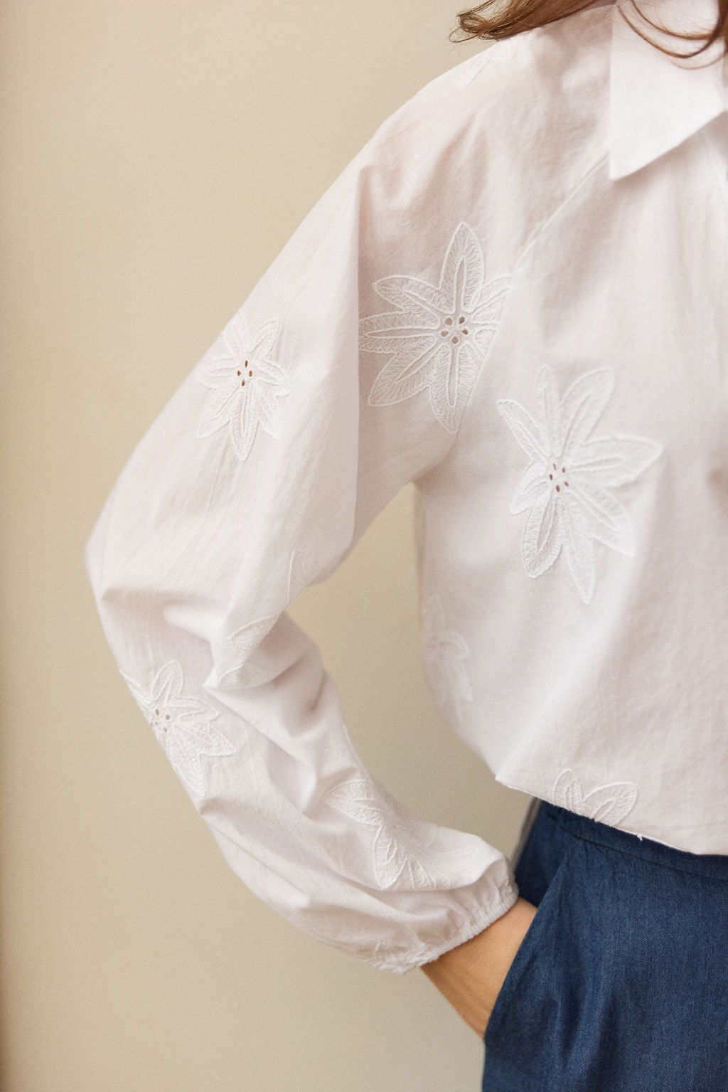 CHEMISE EN COTON BRODÉE GALITH BLANC