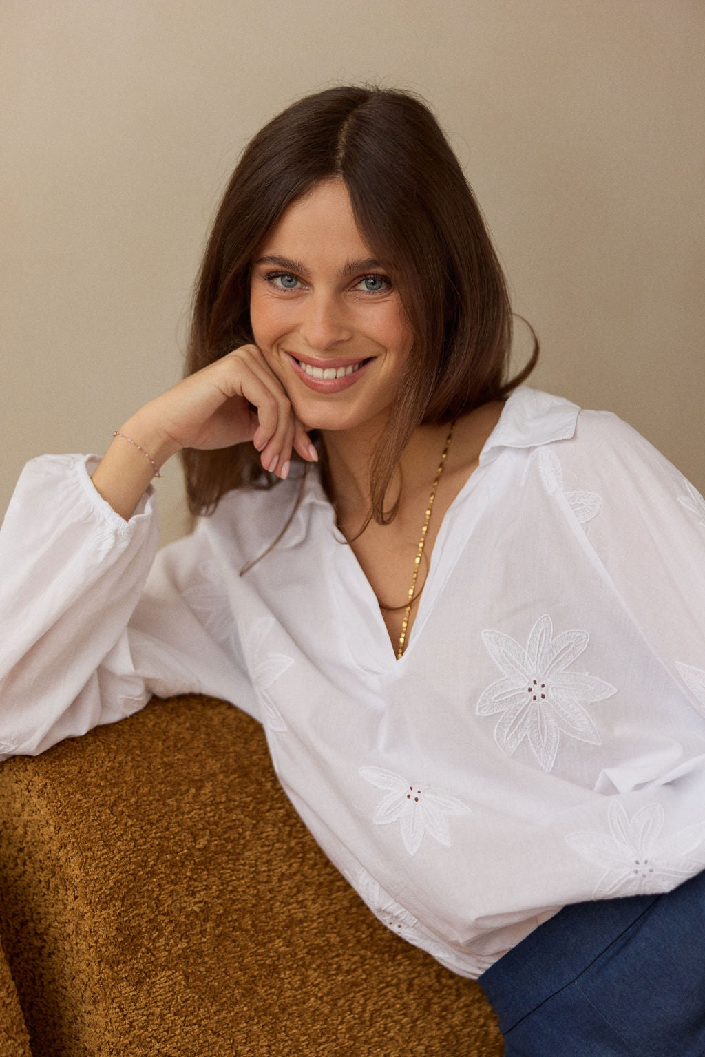 CHEMISE EN COTON BRODÉE GALITH BLANC