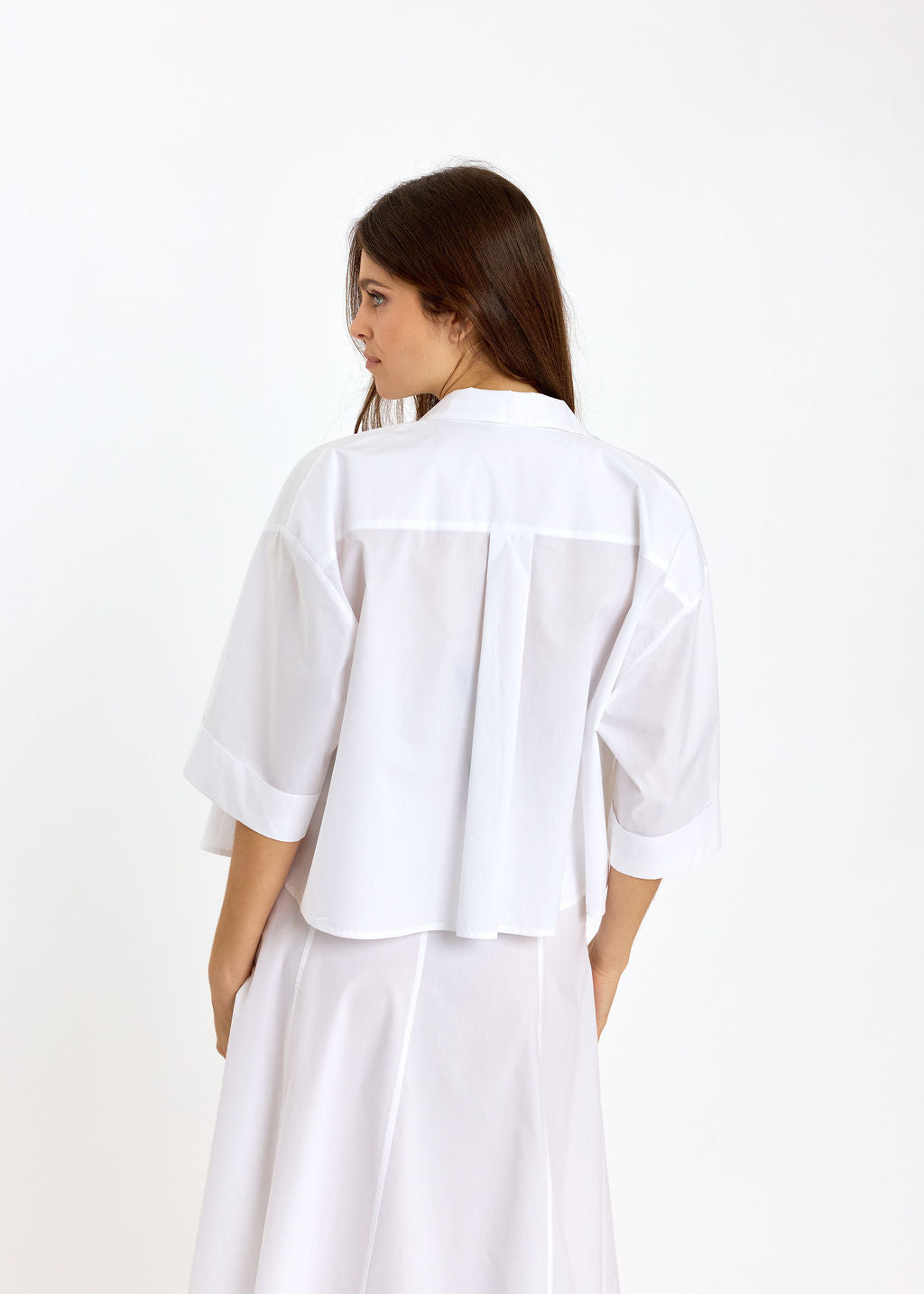 VESTE COURTE EN POPELINE SANDY BLANC