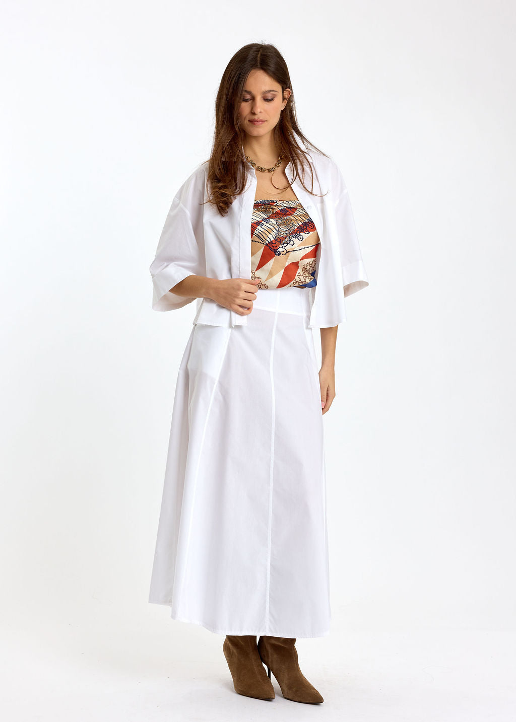 VESTE COURTE EN POPELINE SANDY BLANC