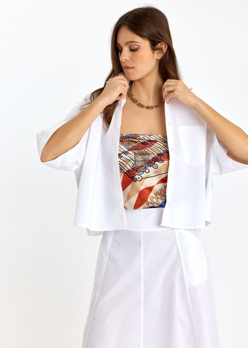 VESTE COURTE EN POPELINE SANDY BLANC