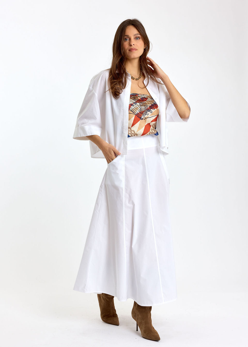 VESTE COURTE EN POPELINE SANDY BLANC