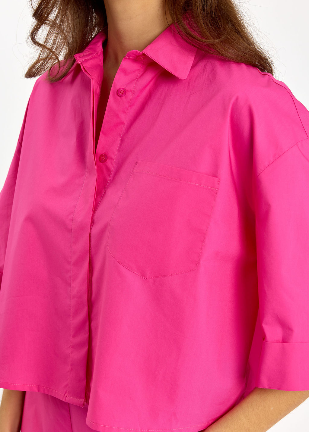 VESTE COURTE EN POPELINE SANDY FUSHIA