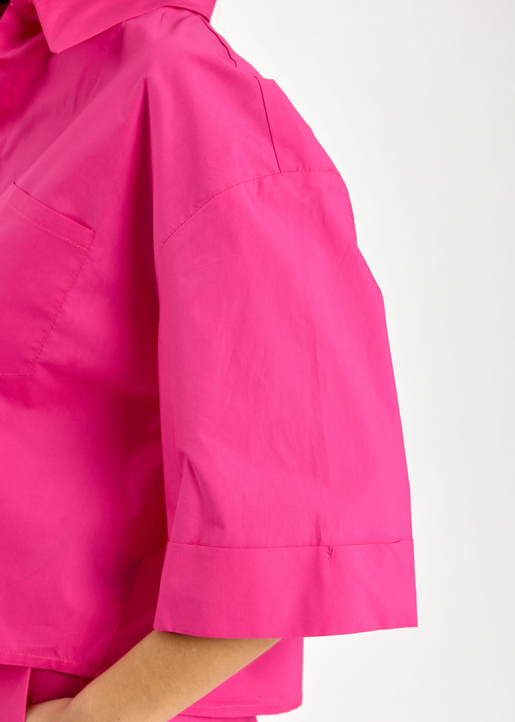 VESTE COURTE EN POPELINE SANDY FUSHIA