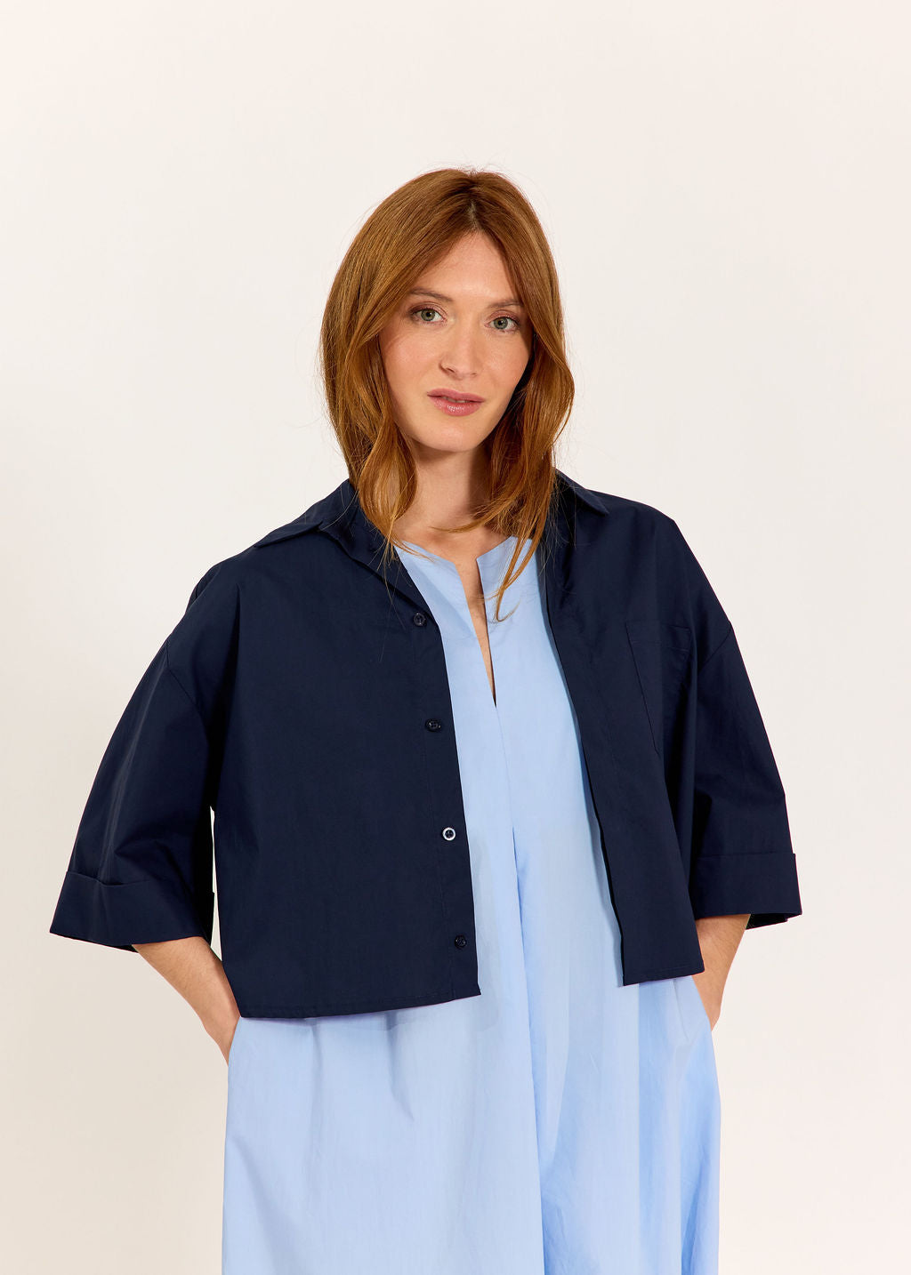 VESTE COURTE EN POPELINE SANDY MARINE