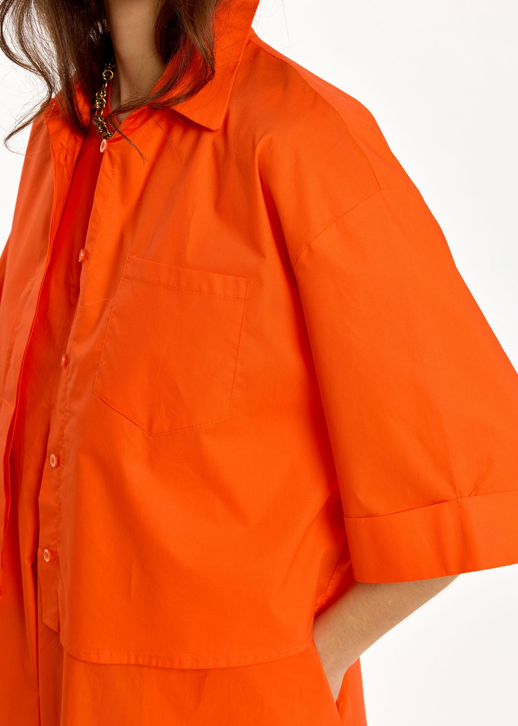 VESTE COURTE EN POPELINE SANDY ORANGE