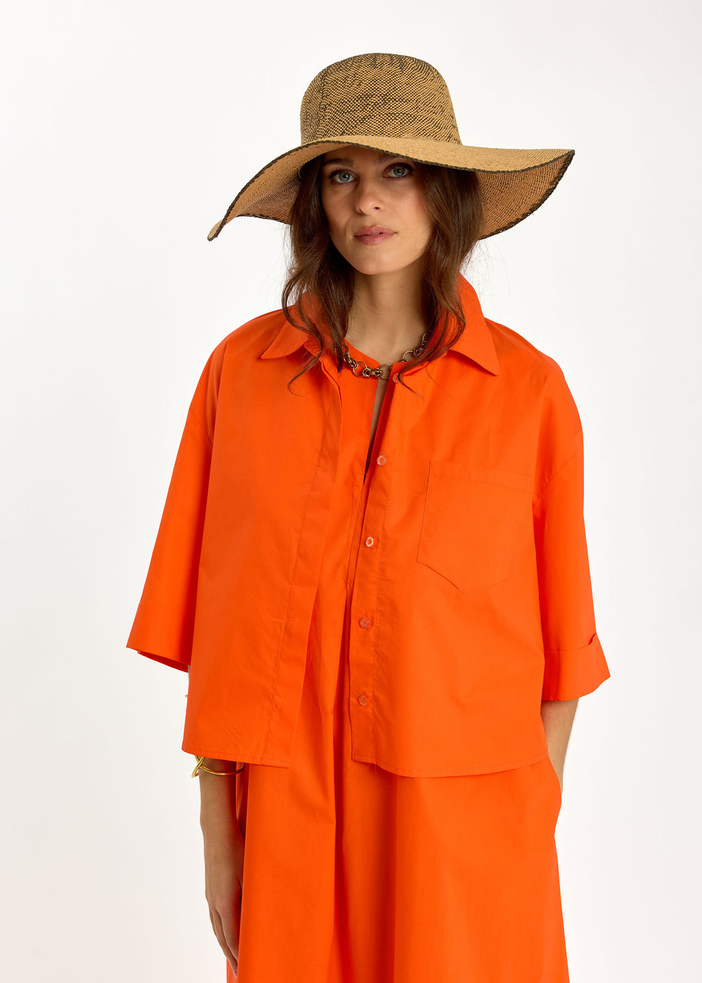 VESTE COURTE EN POPELINE SANDY ORANGE