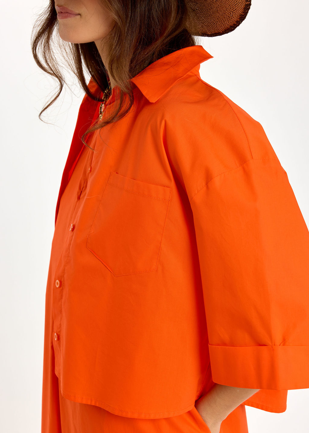 VESTE COURTE EN POPELINE SANDY ORANGE