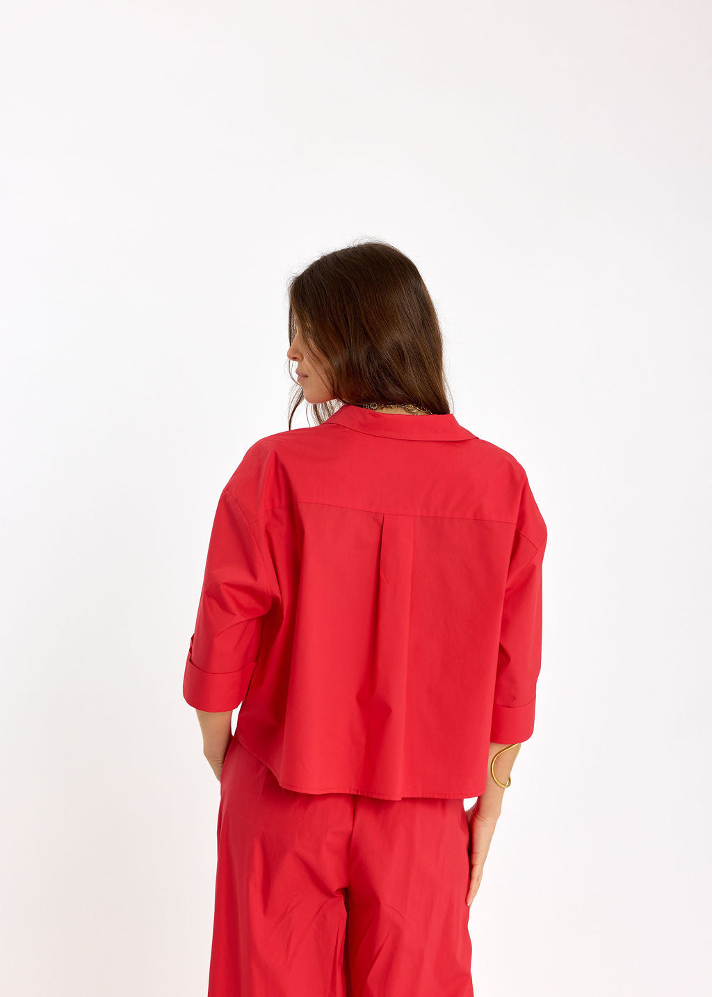 VESTE COURTE EN POPELINE SANDY ROUGE