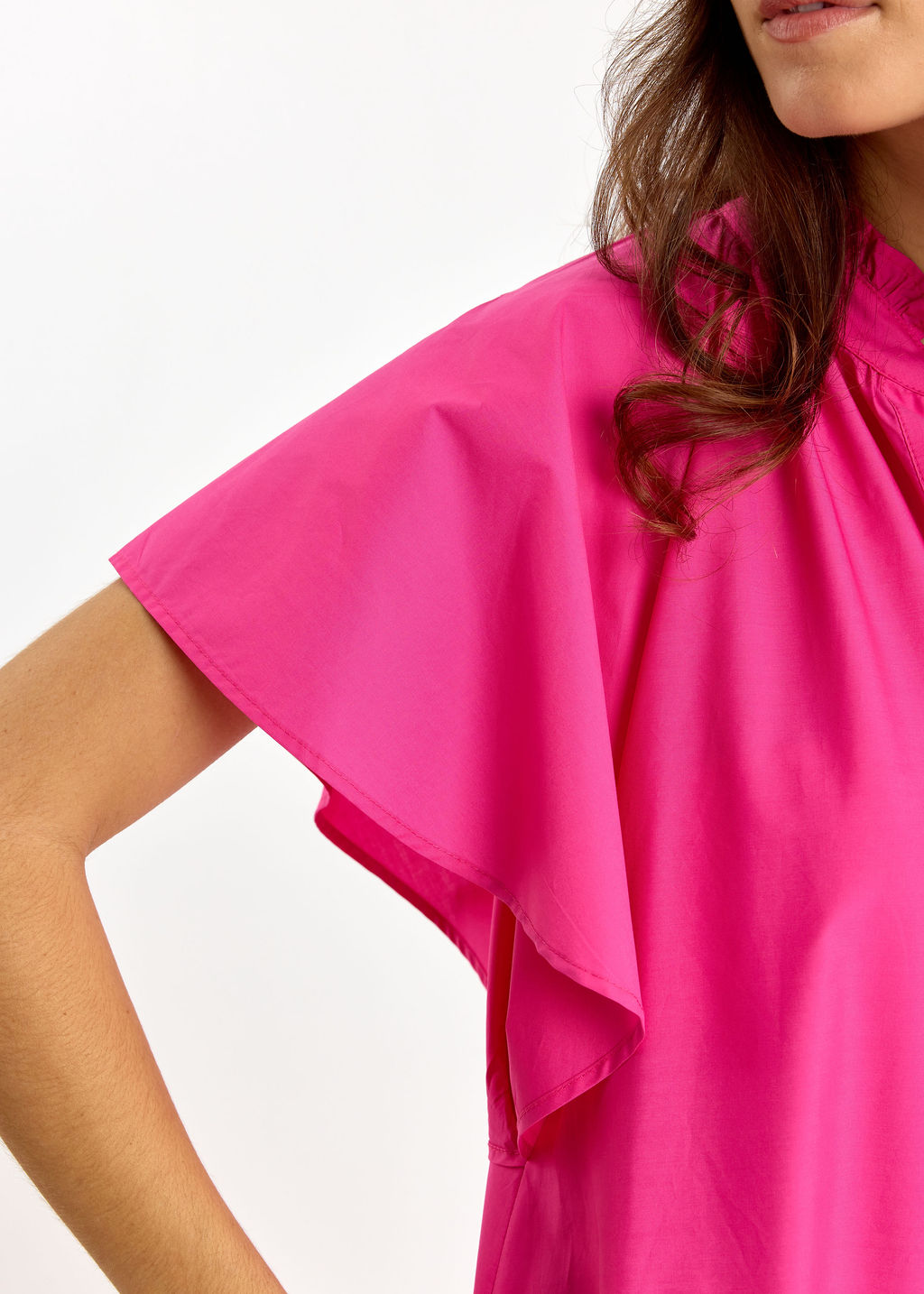 ROBE LONGUE ÉVASÉE EN POPELINE SIRINE FUSHIA