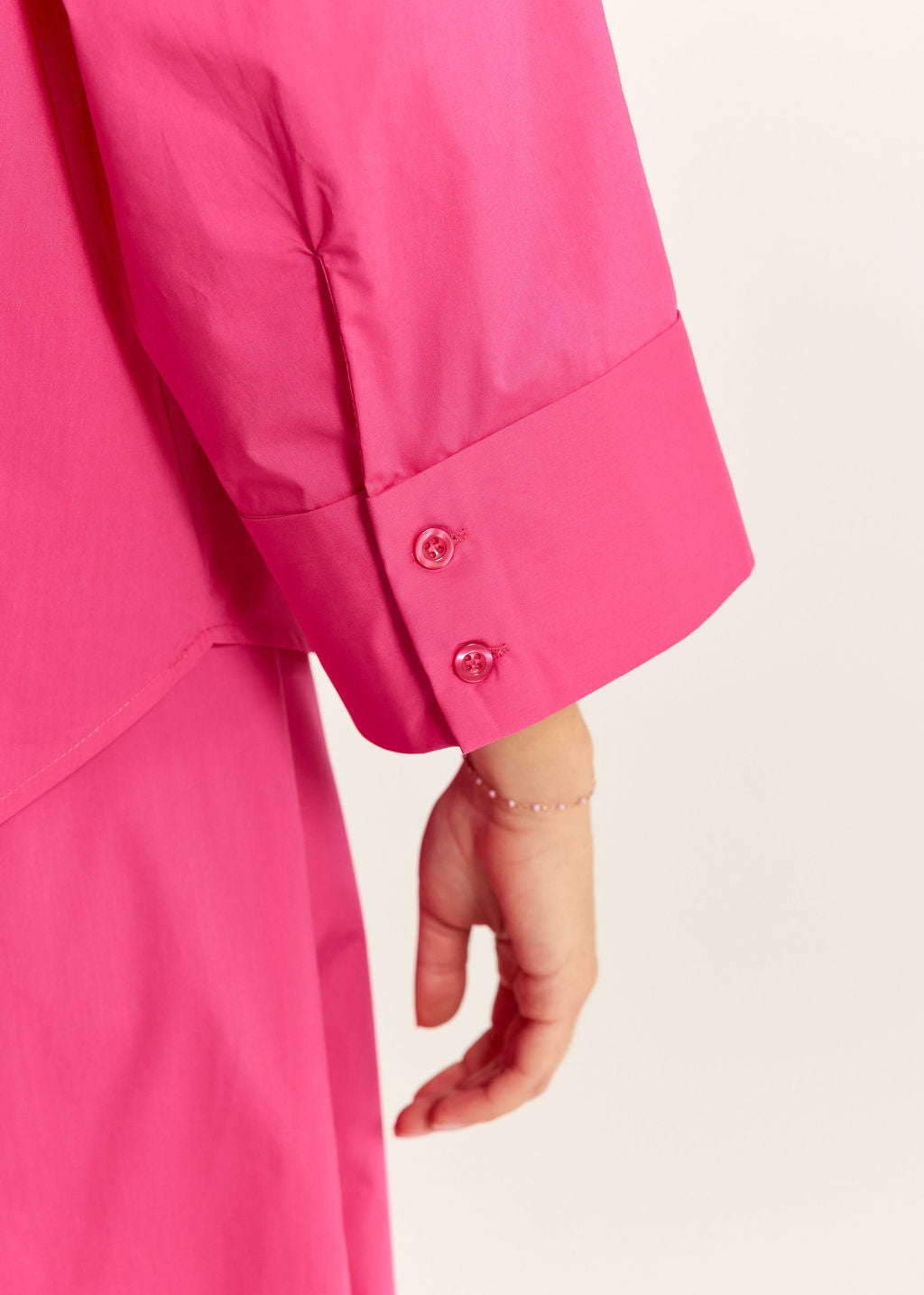 CHEMISE COURTE EN POPELINE STUART FUSHIA