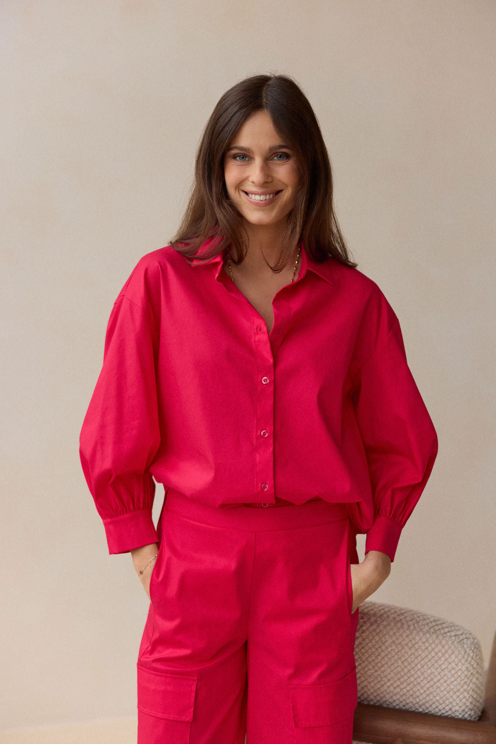 CHEMISE COURTE ARRONDIE SUR LE BAS ALPI ROUGE