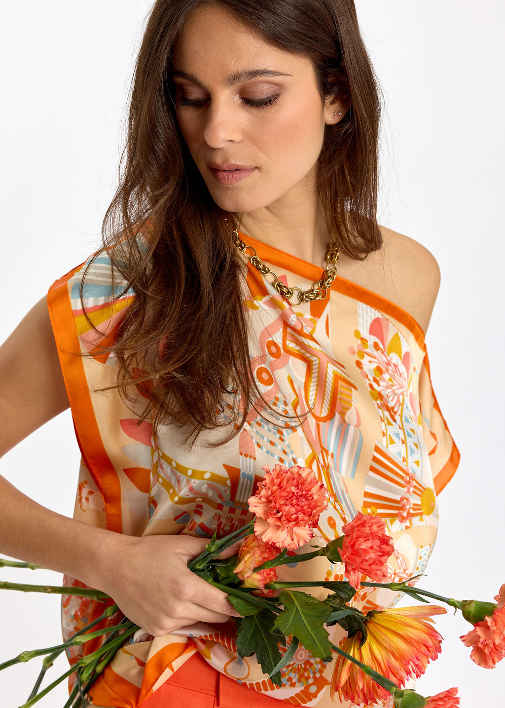 TOP A ENCOLURE BATEAU PAROSS MANDARINE