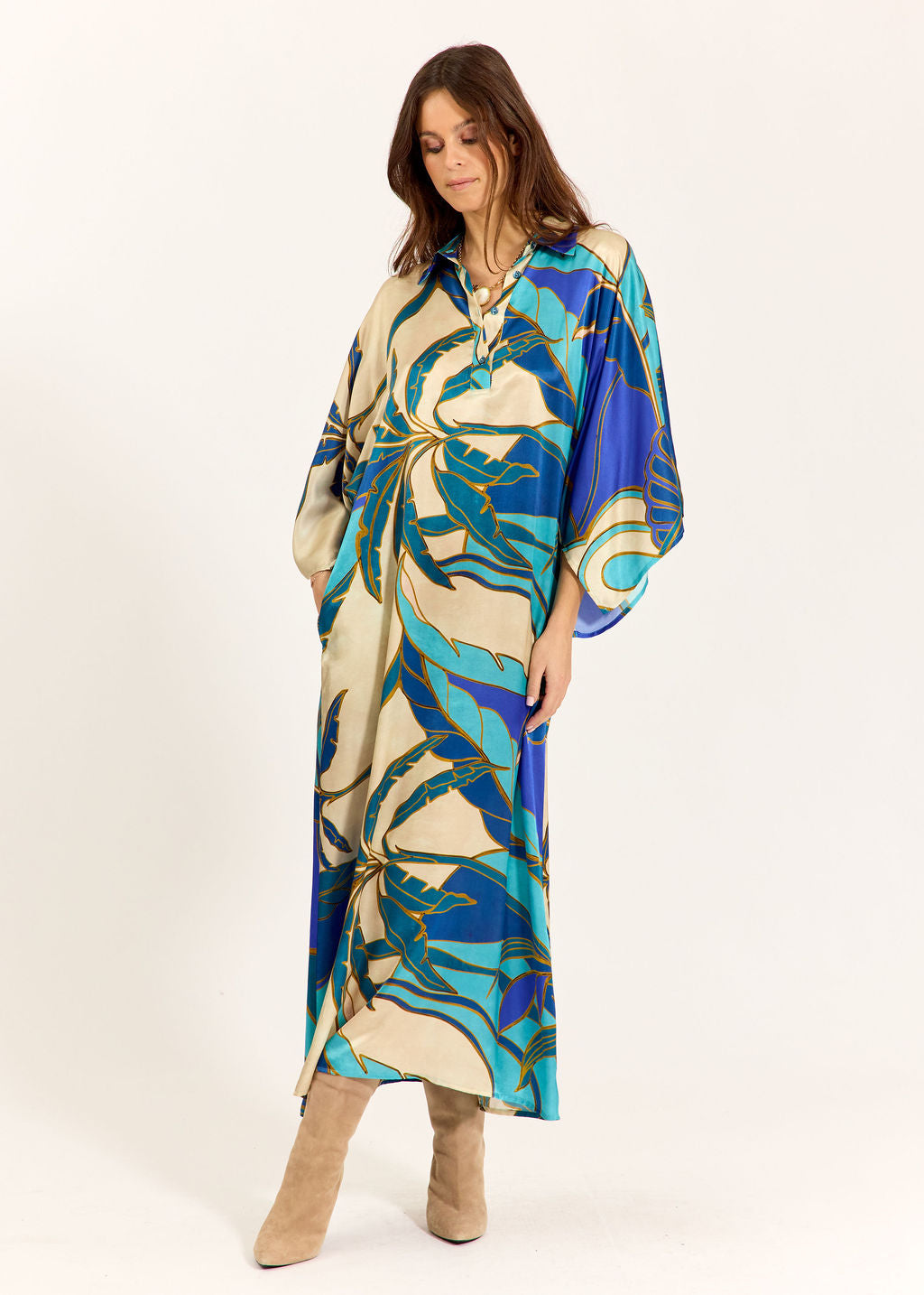 ROBE LONGUE IMPRIMÉE ADASSA TURKIS