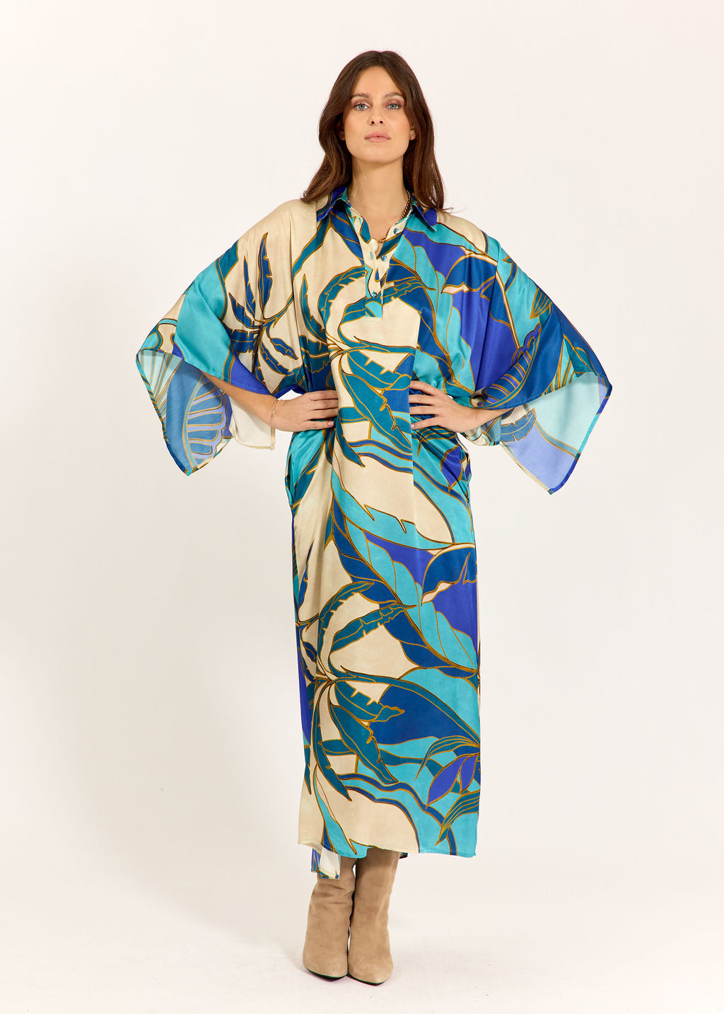 ROBE LONGUE IMPRIMÉE ADASSA TURKIS
