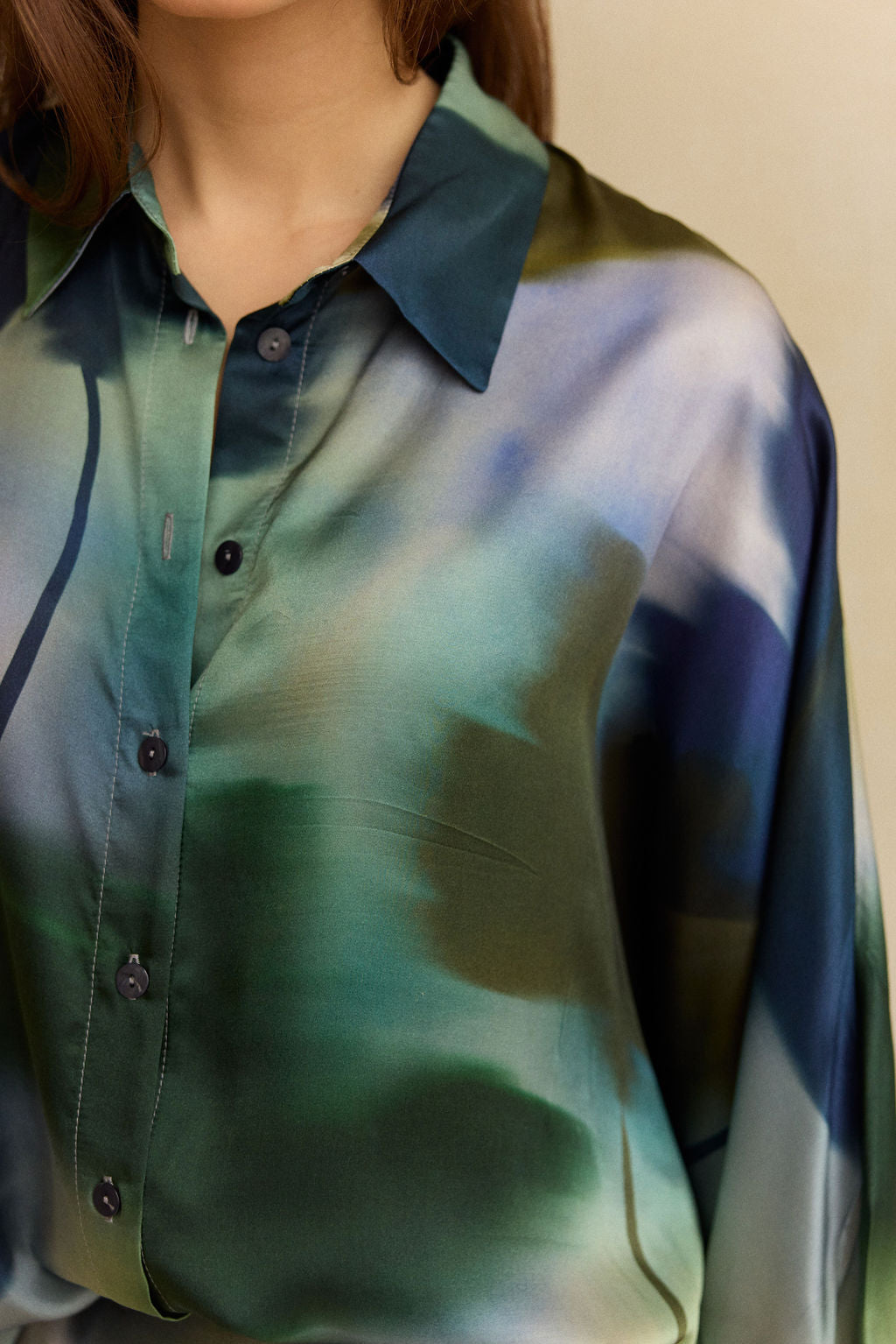 CHEMISE EN VISCOSE SOIE IMPRIMÉE JULYA FEUILLES