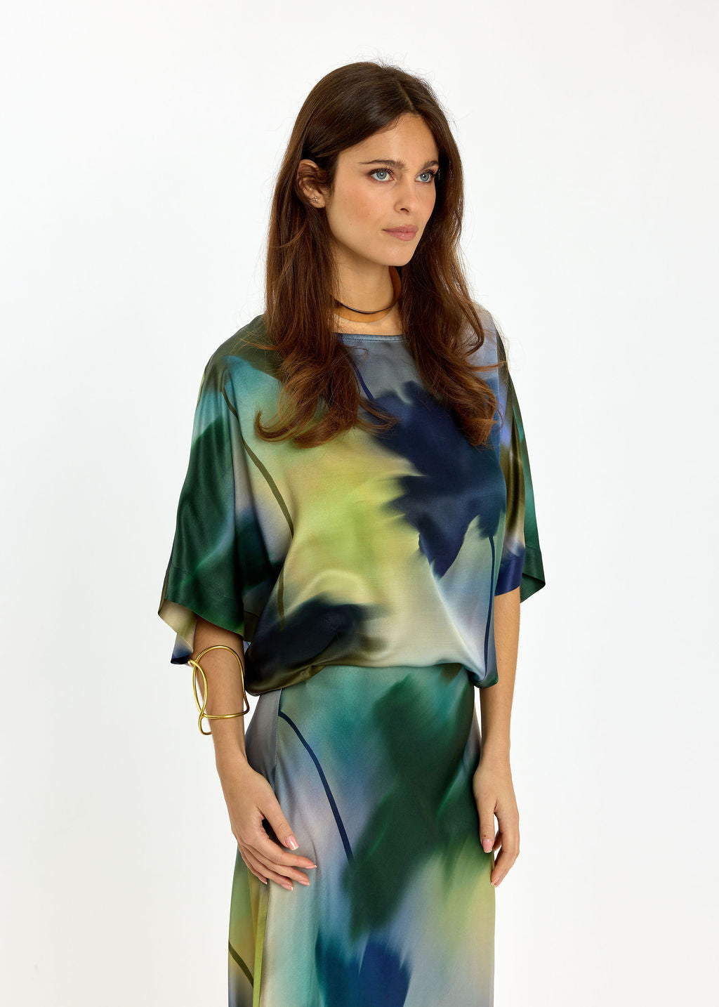 TOP AMPLE A IMPRIMÉ FLORAL KISA FEUILLES