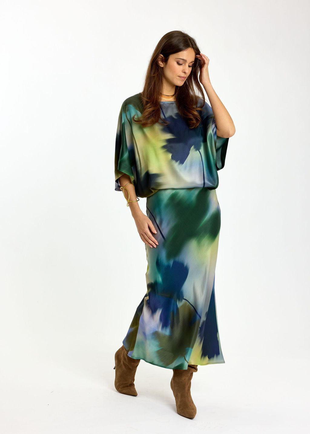 TOP AMPLE A IMPRIMÉ FLORAL KISA FEUILLES