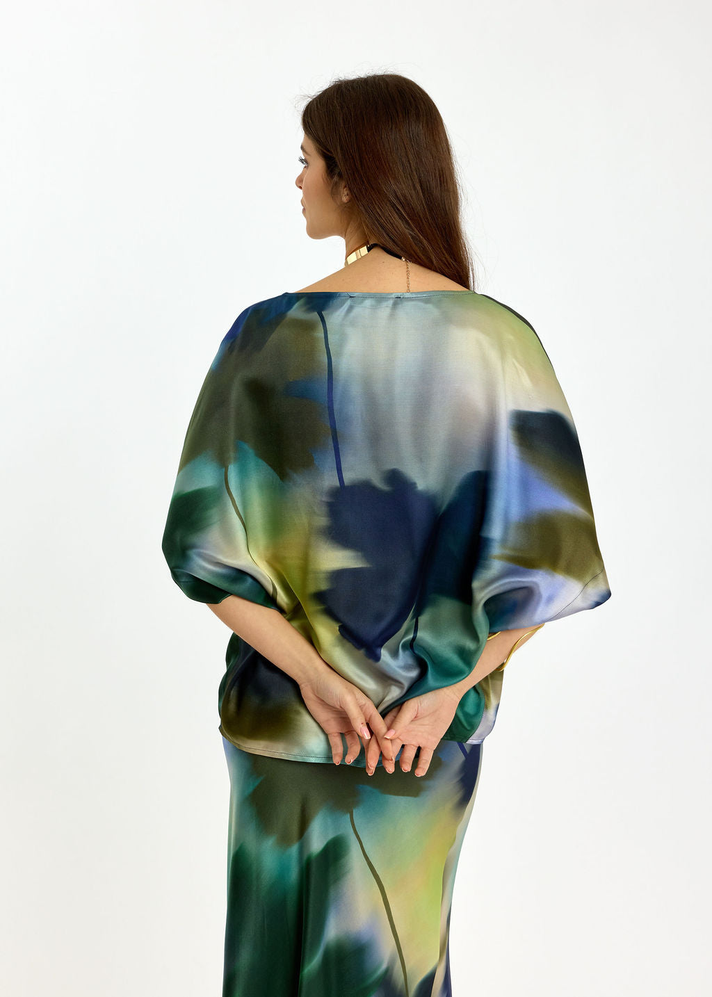 TOP AMPLE A IMPRIMÉ FLORAL KISA FEUILLES