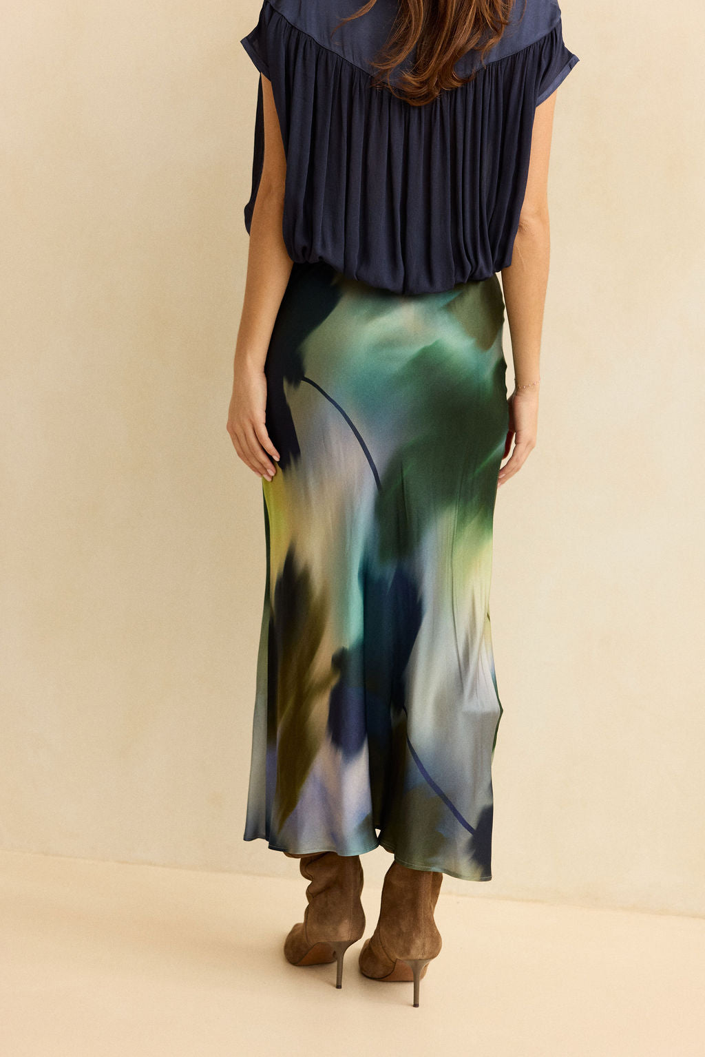 JUPE LONGUE EN SOIE VISCOSE IMPRIMÉE MERYL FEUILLES