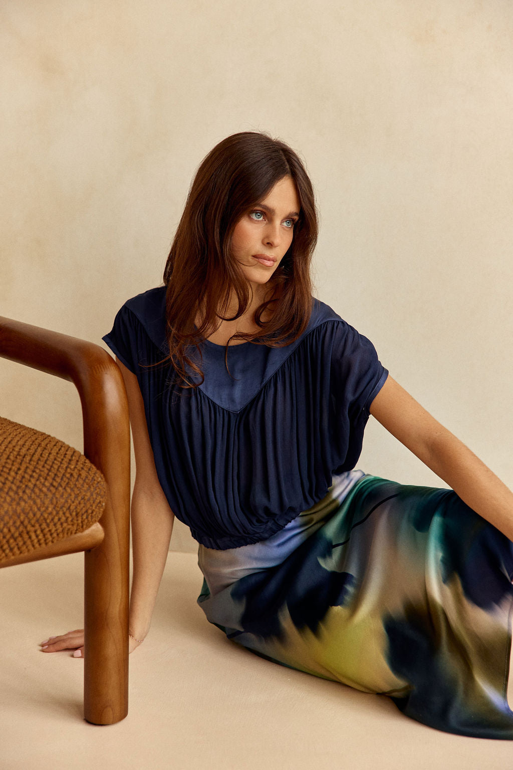 JUPE LONGUE EN SOIE VISCOSE IMPRIMÉE MERYL FEUILLES