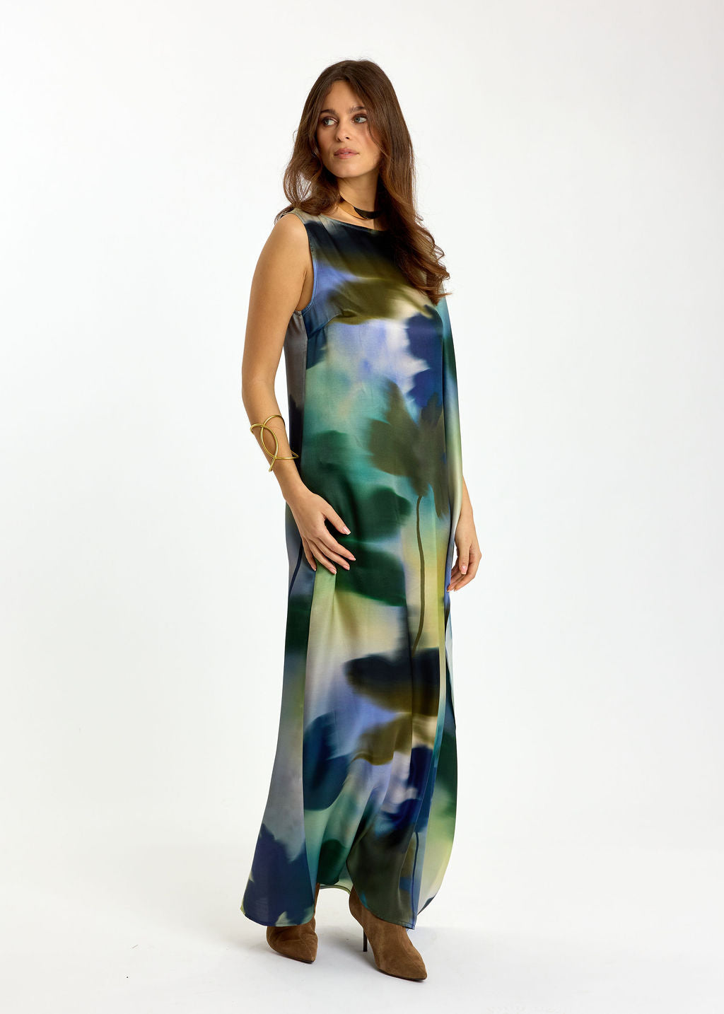 ROBE LONGUE ASYMÉTRIQUE NESSA FEUILLES