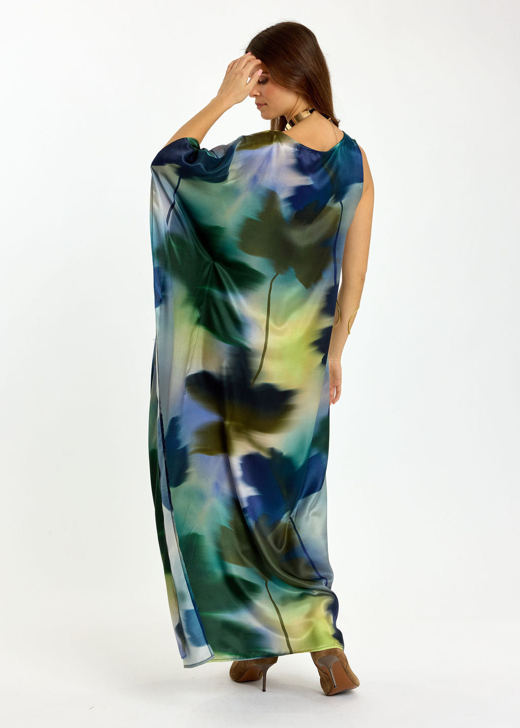 ROBE LONGUE ASYMÉTRIQUE NESSA FEUILLES