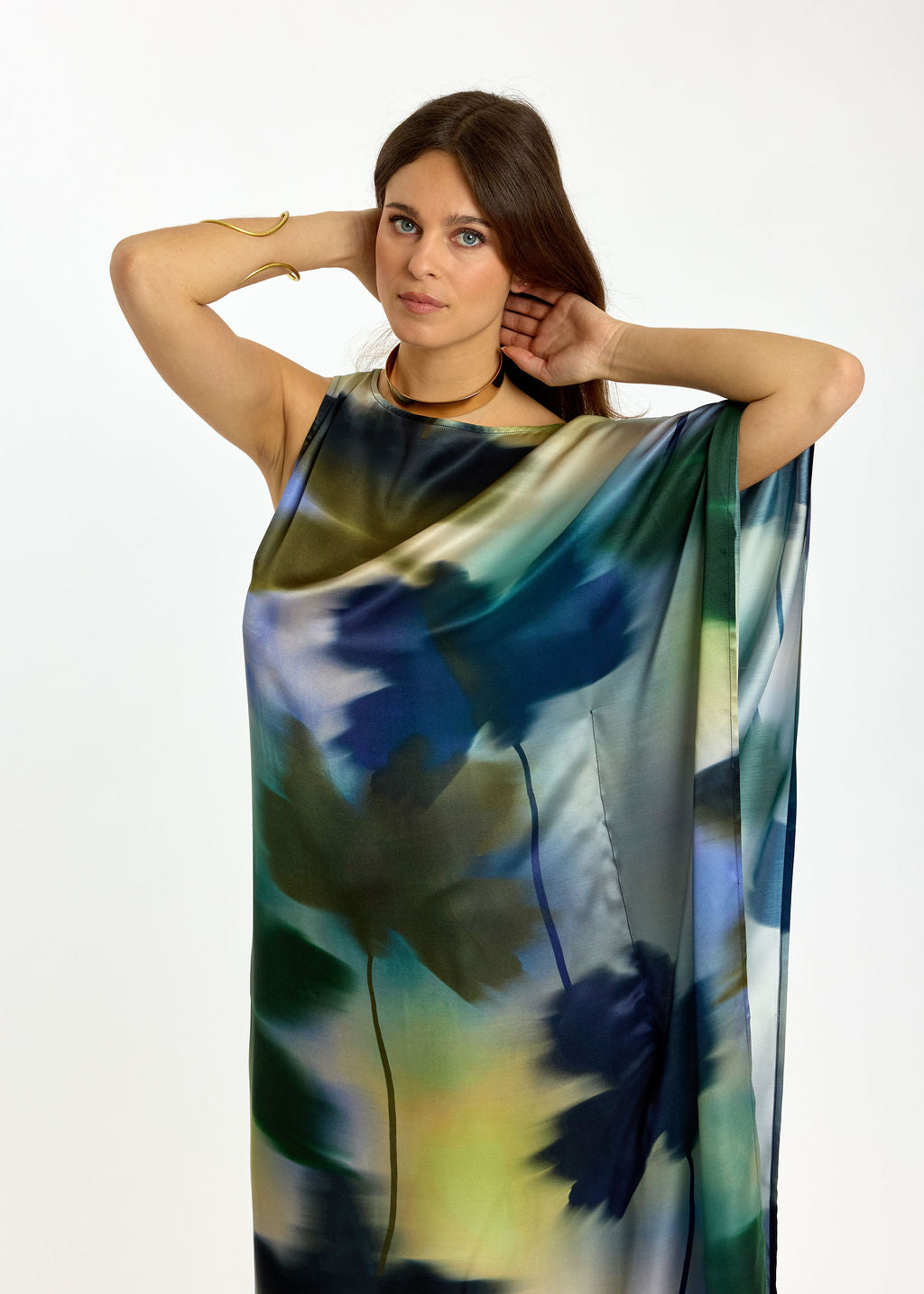 ROBE LONGUE ASYMÉTRIQUE NESSA FEUILLES