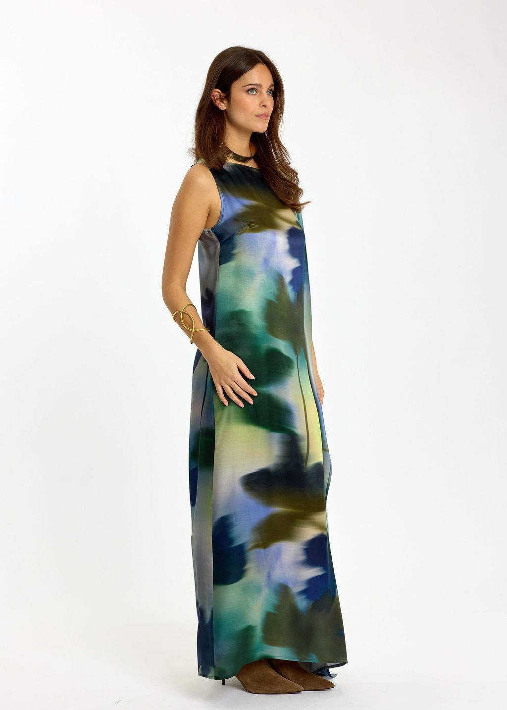 ROBE LONGUE ASYMÉTRIQUE NESSA FEUILLES