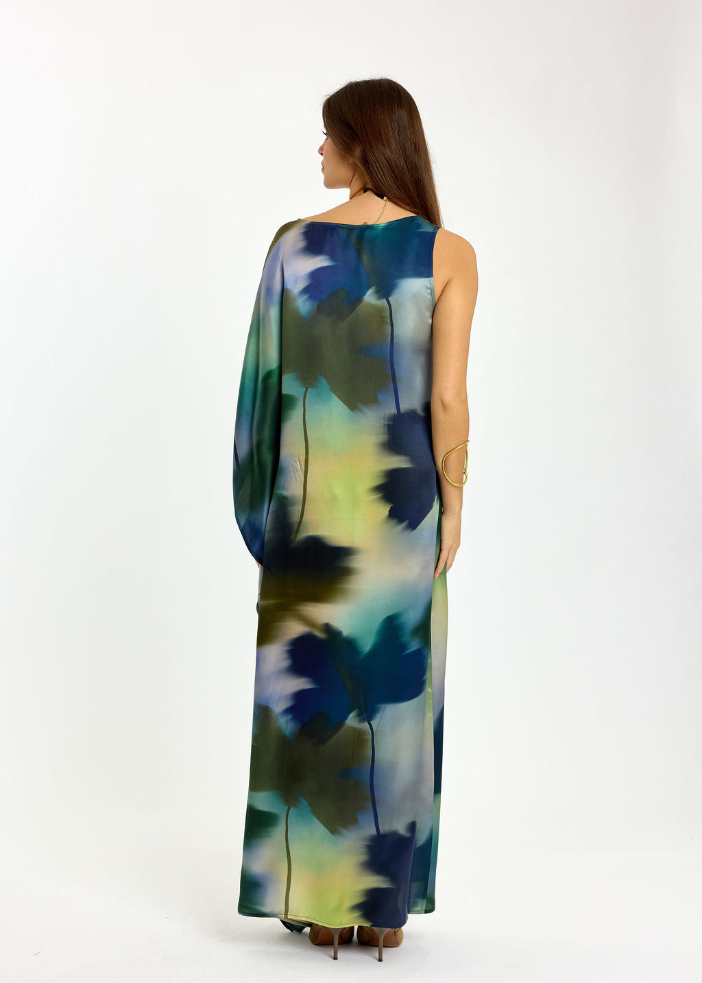 ROBE LONGUE ASYMÉTRIQUE NESSA FEUILLES