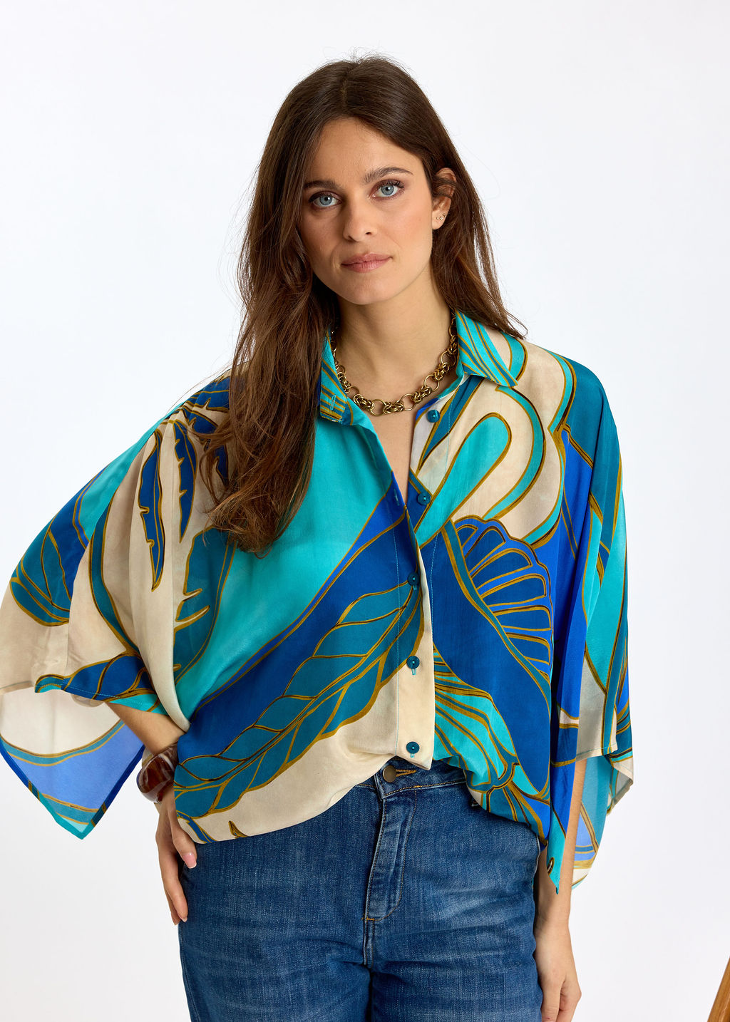 CHEMISE IMPRIMÉE À MANCHES TOMBANTES ESPRIT KIMONO RAFAEL TURKIS
