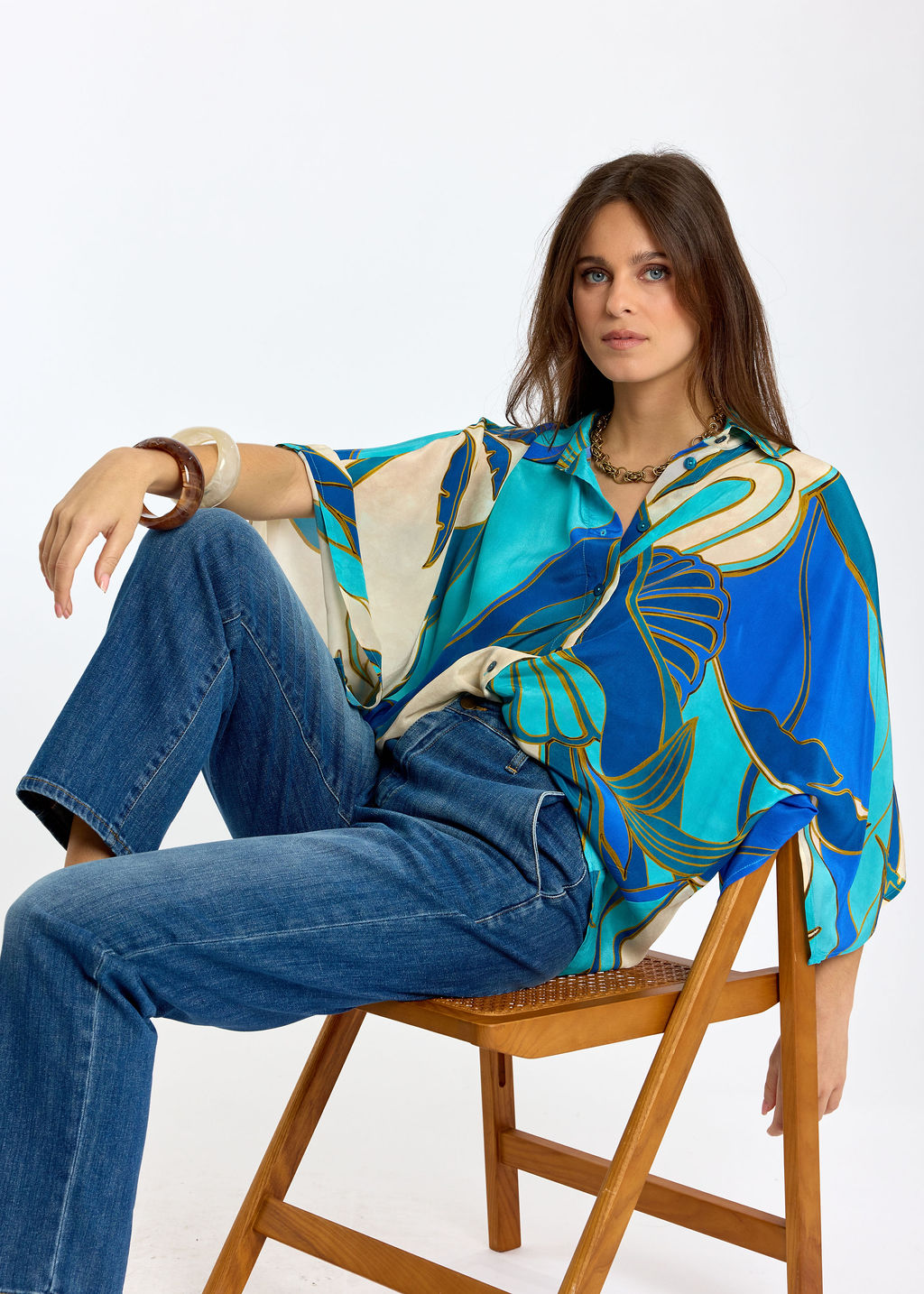 CHEMISE IMPRIMÉE À MANCHES TOMBANTES ESPRIT KIMONO RAFAEL TURKIS